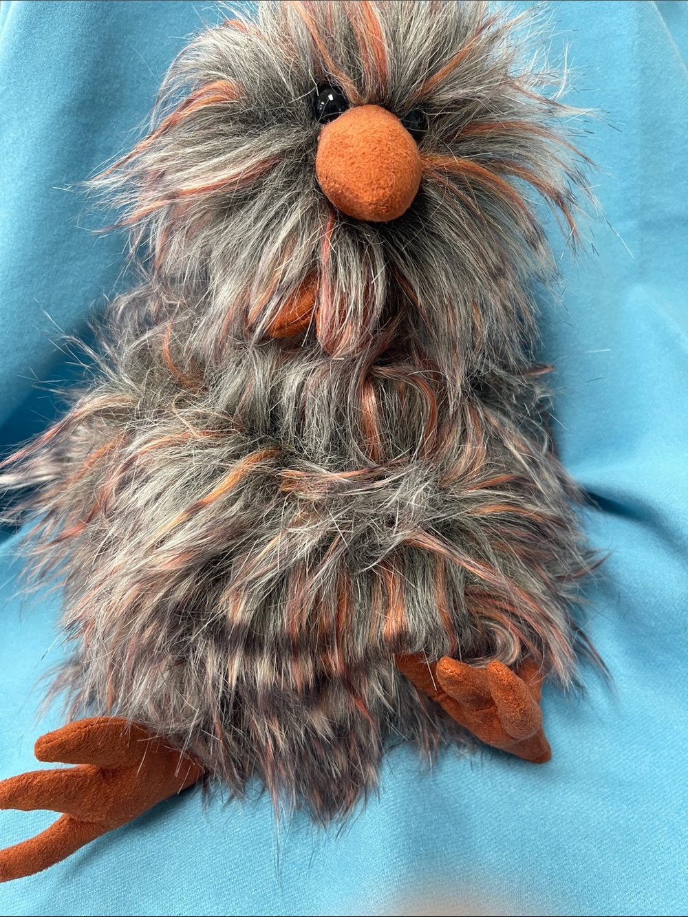 Jellycat Gray and Orange Shaggy Plush